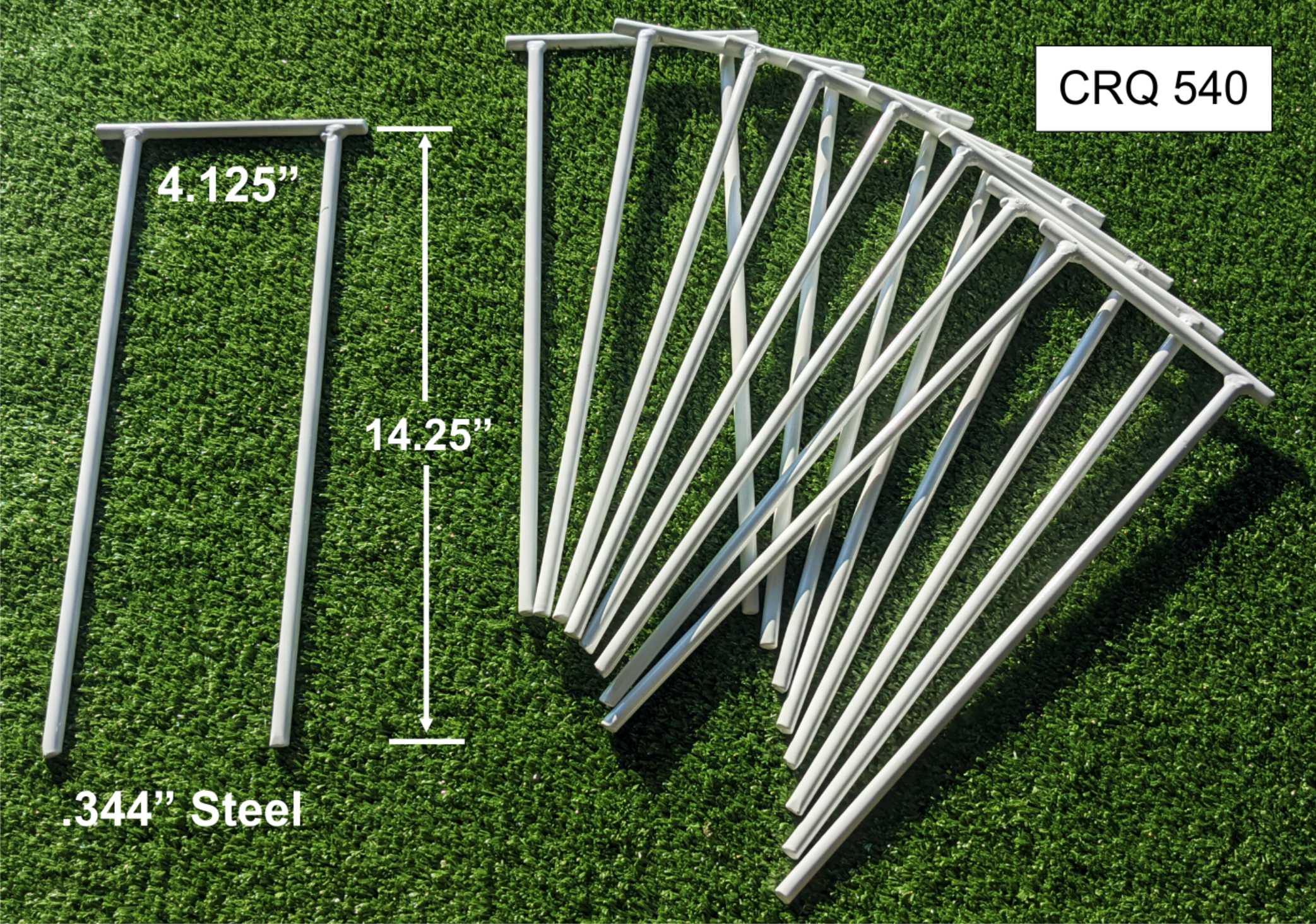 CRQ 5409 Croquet Advanced HDT Wicket, 9 Piece Set, 14 inch, 4" Clearance, Powdercoated, T Style Welded  .344 in Steel, 9 Ea