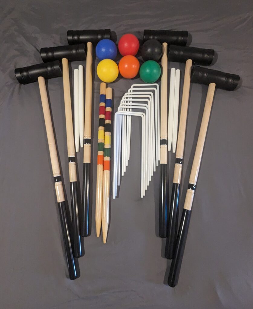 CRQ 140 Croquet Set: CRQ Black Force/Extreme Long Grass Specialty Mallet 9 Wicket, 6 Player Set, No Case
